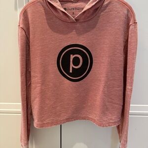 Pure Barre Pink Cropped Hoodie with Black Logo